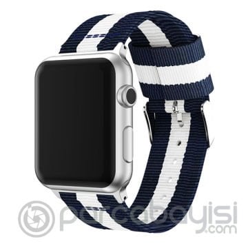 Ally Apple Watch 7-8 45mm 6-5-4 44mm Kayış Kordon Çizgili Nylon 3-2-1 42mm