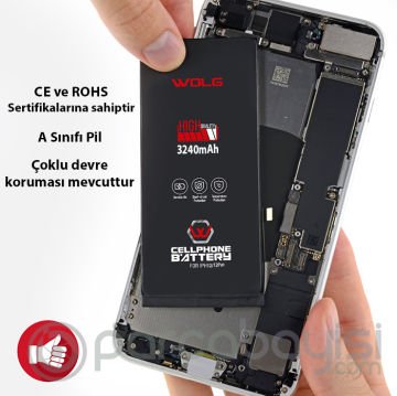 WOLG iPhone 12 - 12 Pro 3240 mAh Yüksek Kapasiteli Pil Batarya