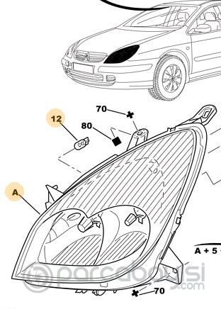 2000-2004 CITROEN C5 FAR,ÖN SOL  | 087921 | 6204X2