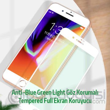 ALLY İPhone 8 Plus 7 Plus Anti -Blue Green Light Göz Korumalı Tempered Full Ekran Koruyucu