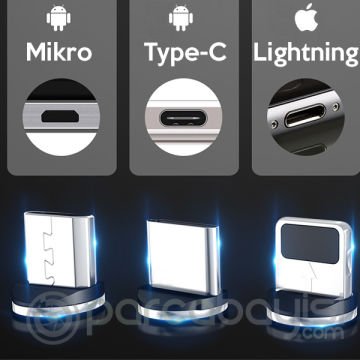 ALLY 1M Magnetic-Mıknatıslı Usb Şarj Kablosu 3 Başlık（iPhone+Type-C+Micro