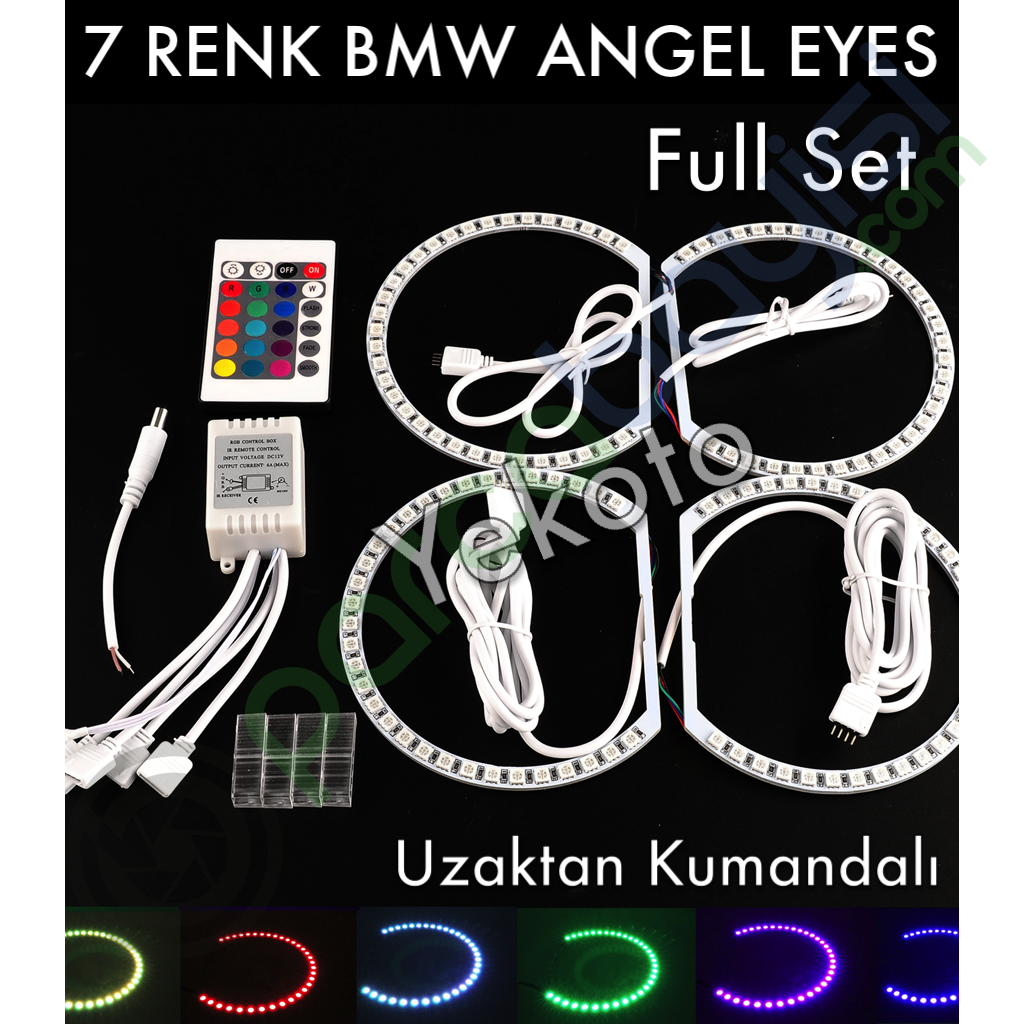 Bmw Angel Eyes 7 Renk Rgb Led Uzaktan Kumandalı E38