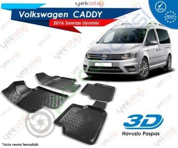 Vw Caddy 2016 Sonrası Uyumlu Araca Özel 3D Havuzlu Paspas Siyah