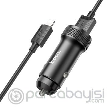 HOCO Z49 Çift USB Girişli Araç Şarj Başlık + USB To iPhone Lightning Kablo