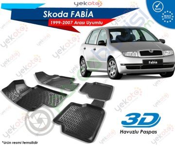 Skoda Fabia 1997-2007 Arası Uyumlu Araca Özel 3D Havuzlu Paspas Siyah