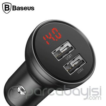 Baseus Digital Display 24W 4.8A Dual USB Çİft Usb Hızlı Araç Şarjı