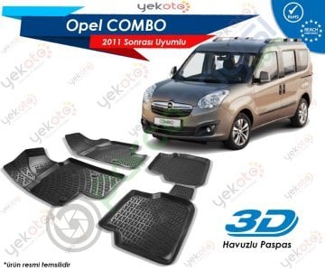 Opel Combo 2011 Sonrası Uyumlu Araca Özel 3D Havuzlu Paspas Siyah