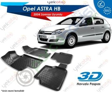 Opel Astra Hb 2004 Sonrası Uyumlu Araca Özel 3D Havuzlu Paspas Siyah