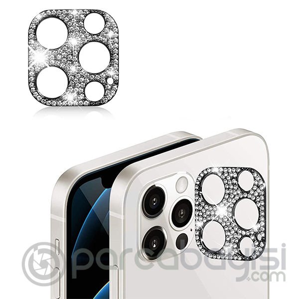 ALLY İPhone 12 Pro Kamera Koruyucu Lens Diamond Taş İşlemeli