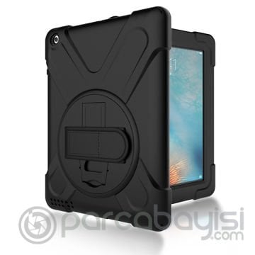 İPad 2-İPad 3-İPad 4-Shockproof 3 Katmanlı Standlı Zırh Kılıf