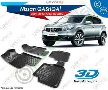 Nıssan Qashqai 2007-2013 Arası Uyumlu Araca Özel 3D Havuzlu Paspas Siyah