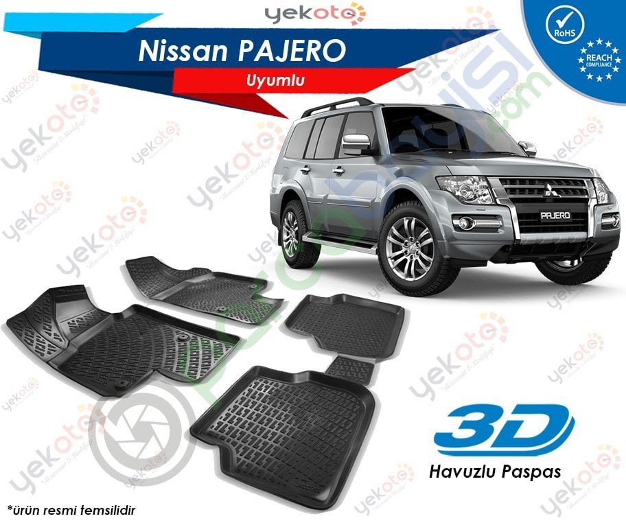 Nıssan Pajero Uyumlu Araca Özel 3D Havuzlu Paspas Siyah