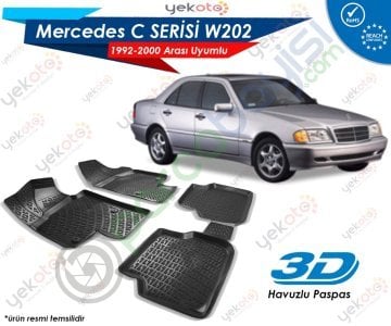 Mercedes C W202 1992-2000 Arası Uyumlu Araca Özel 3D Havuzlu Paspas Siyah