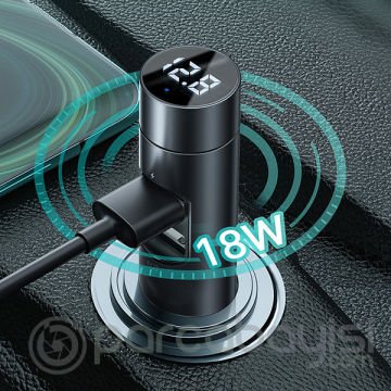 Baseus 18W hızılı Şarj Column Bluetooth 5.0 Araç MP3 Dual Usb Araç Şarjı