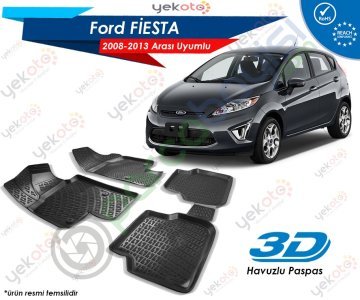 Ford Fiesta 2008-2013 Arası Uyumlu Araca Özel 3D Havuzlu Paspas Siyah