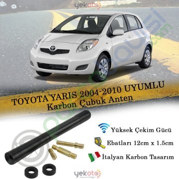 Toyota Yaris 2004-2010 Arası Uyumlu Karbon Fiber Oto Radio Anteni Çubuk Anten