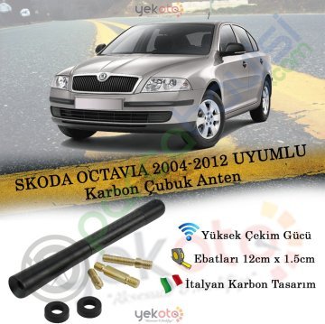 Skoda Octavia 2004-2012 Arası Uyumlu Karbon Fiber Oto Radio Anteni Çubuk Anten