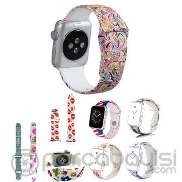 Ally Apple Watch İçin 38mm Yüksek- Kalite Desenli Silikon Kordon