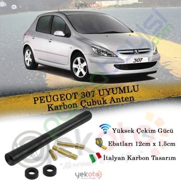 Peugeot 307 Uyumlu Karbon Fiber Oto Radio Anteni Çubuk Anten