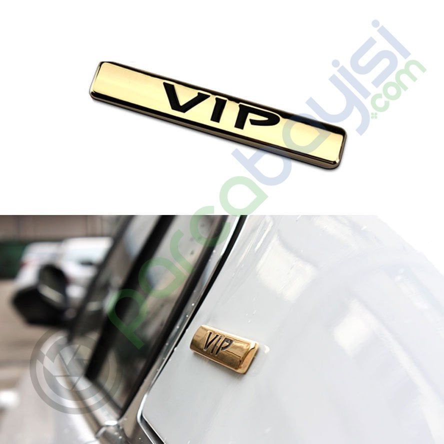 Vıp Metal 3D Logo Amblem Sticker Gold