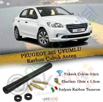 Peugeot 301 Uyumlu Karbon Fiber Oto Radio Anteni Çubuk Anten