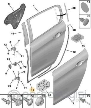 ARKA KAPI ALT LASTIGI SAG 308 T9  PEUGEOUT ORJİNAL | 9677904380