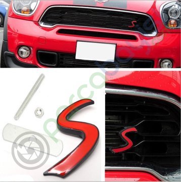 S Ön Panjur Metal 3D Logo Amblem Sticker Siyah Kırmızı