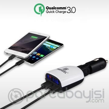 Haweel 3.4a Dual Usb Qc.3.0 Hızlı Ledli Araç Şarj Başlık