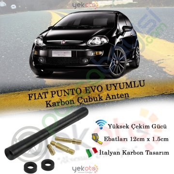 Fıat Punto Evo Uyumlu Karbon Fiber Oto Radio Anteni Çubuk Anten