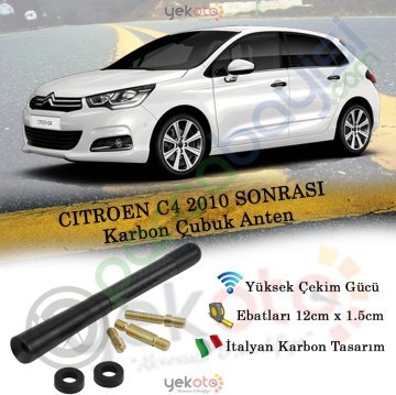 Cıtroen C4 2010 Sonrası Uyumlu Karbon Fiber Oto Radio Anteni Çubuk Anten