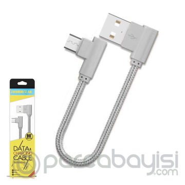 Ally Micro Usb Eğik Başlı Halat Usb Kablo 0,20cm Kısa Kablo