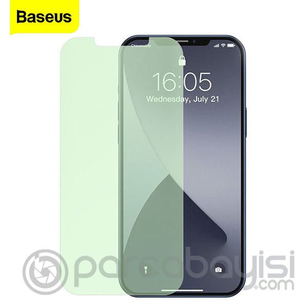 BASEUS  İPhone 12- 12 Pro 6.1 0.30mm Full Tempered Cam Ekran Koruyucu 2Set Anti-Bluelight