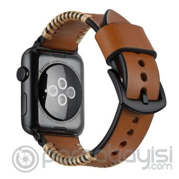 Ally Apple Watch 7-8 45mm 6-5-4 44mm Hakiki Deri Kordon Kayış 3-2-1 42mm