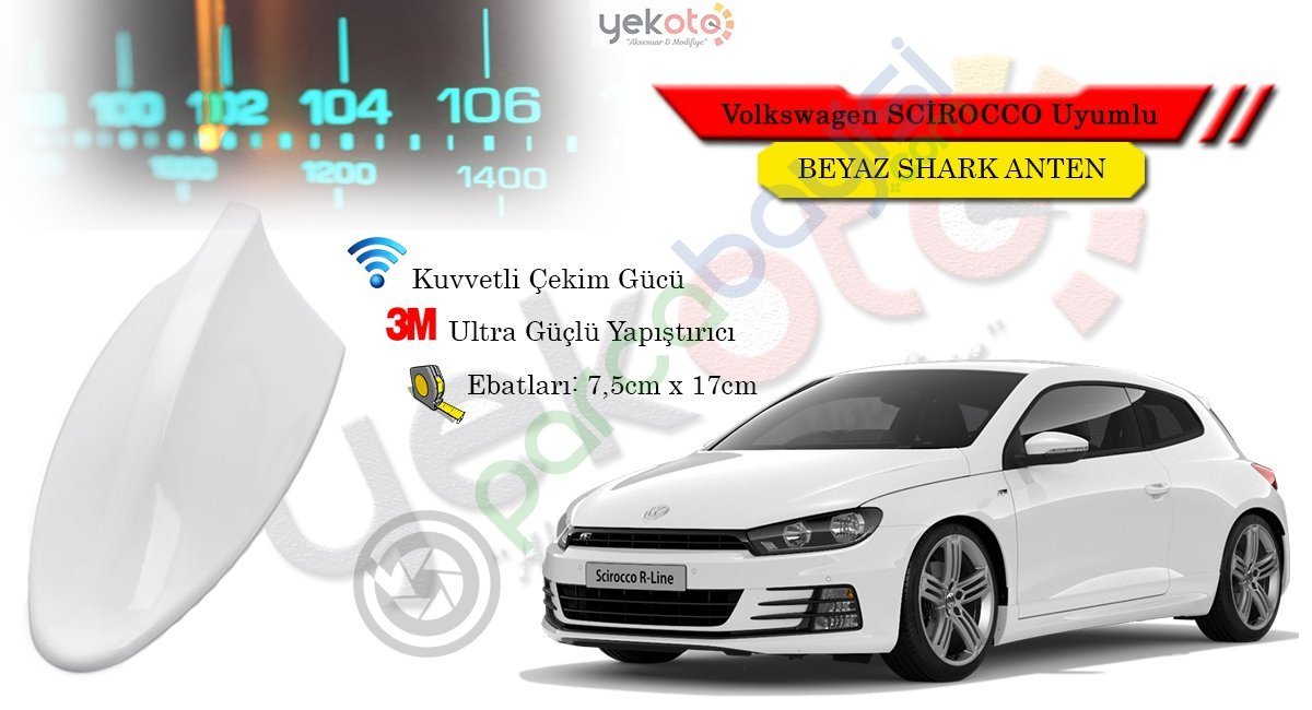 Volkswagen Scirocco Uyumlu Beyaz Shark Anten Köpek Balığı Anten