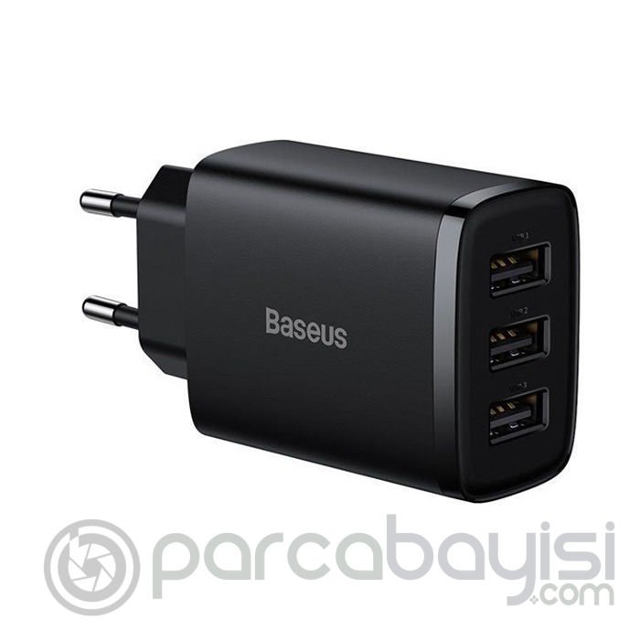 Baseus Kompakt 3 USB Portlu 17W Hızlı Şarj Başlığı Adaptörü
