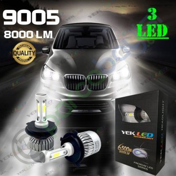 9005 Led Zenon Yeni Nesil 3 Led 3 Yönlü Şimşek Etkili 8000L Xenon