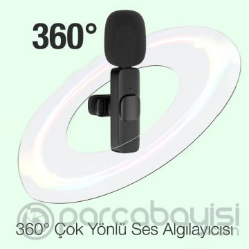 Ally K8 Type-C Tak Konuş Wireless Kablosuz Mini Yaka Mikrofonu Canlı Yayın Mikrofonu