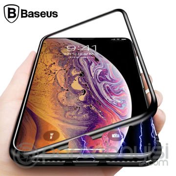 Baseus İPhone Xs Max Arkası Cam Manyetik Metal Frame Kılıf