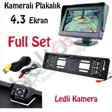 Geri Görüş Kamera Plakalık + 4.3 Ekran Gece Görüşlü Full Set