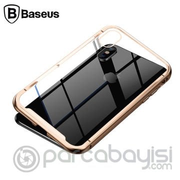 Baseus İPhone XR Arkası Cam Manyetik Metal Frame Kılıf