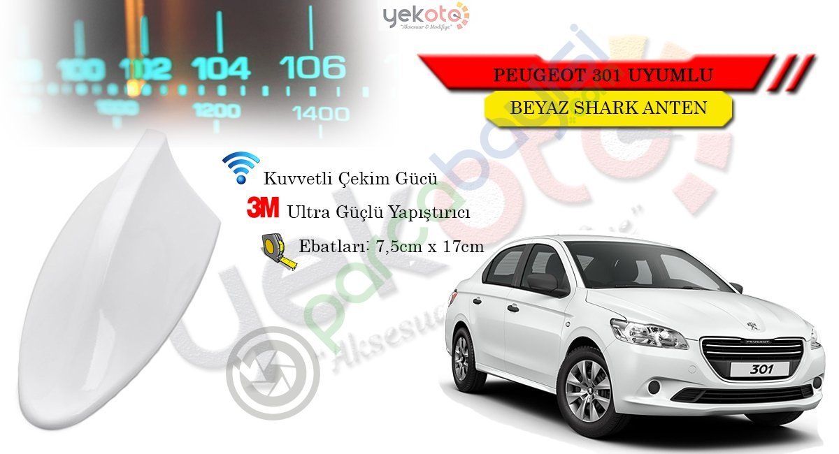 Peugeot 301 Uyumlu Beyaz Shark Anten Köpek Balığı Anten