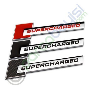 Supercharged Siyah Metal 3D Amblem Logo Orjinal Style