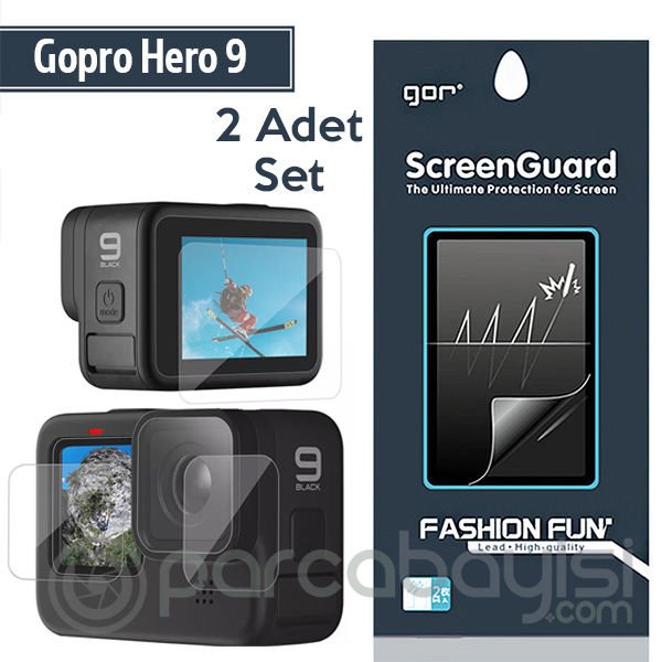 GOR Gopro Hero 9 3in1 Darbe Emici Ekran Koruyucu 2 SET