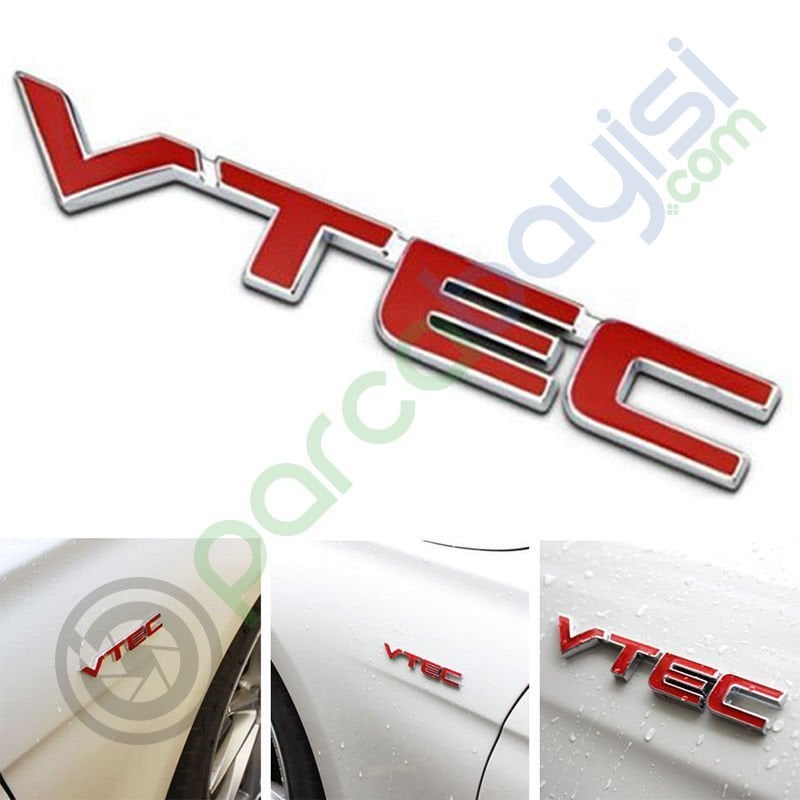 Vtec 3D Metal Amblem Logo Stıcker Kırmızı