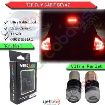 Yekled 1156 Tek Duy Ampul Led Beyaz Işık Geri Vites Stop Fren Lamba Mercekli Model 2 Adet