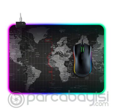 ALLY Dünya Desenli RGB Led Işıklı Oyuncu Mouse Pad 300*250*4MM