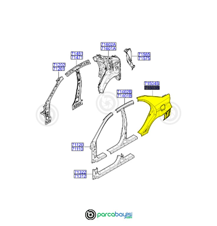 Kia Cerato Arka Çamurluk Sol Orjinal 2006-2008 | 715032Fc41