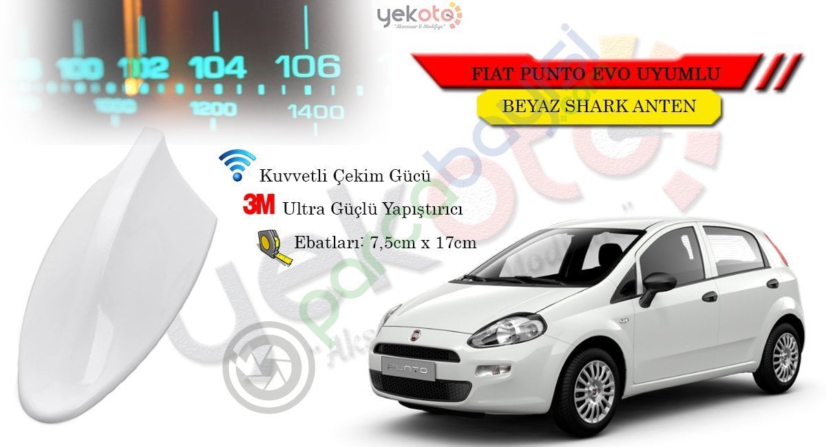 Fiat Punto Evo Uyumlu Beyaz Shark Anten Köpek Balığı Anten