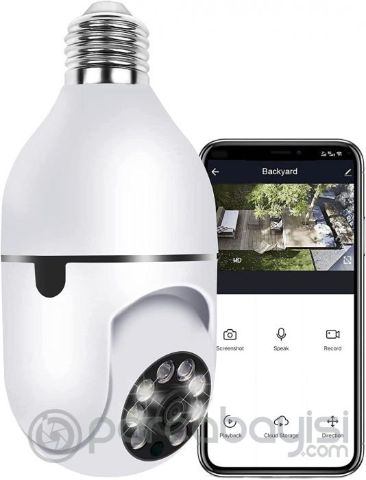 ALLY 360 Derece Panoramik E27 Wifi IP Ampul Güvenlik Kamerası 1080P