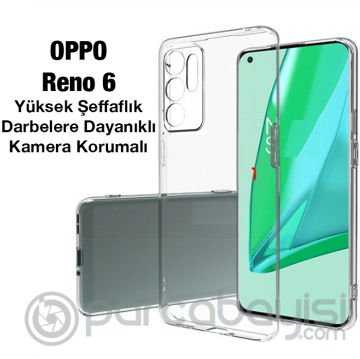 Ally OPPO Reno 6 Kılıf Kamera Korumalı Ultra İnce Şeffaf Silikon Kılıf